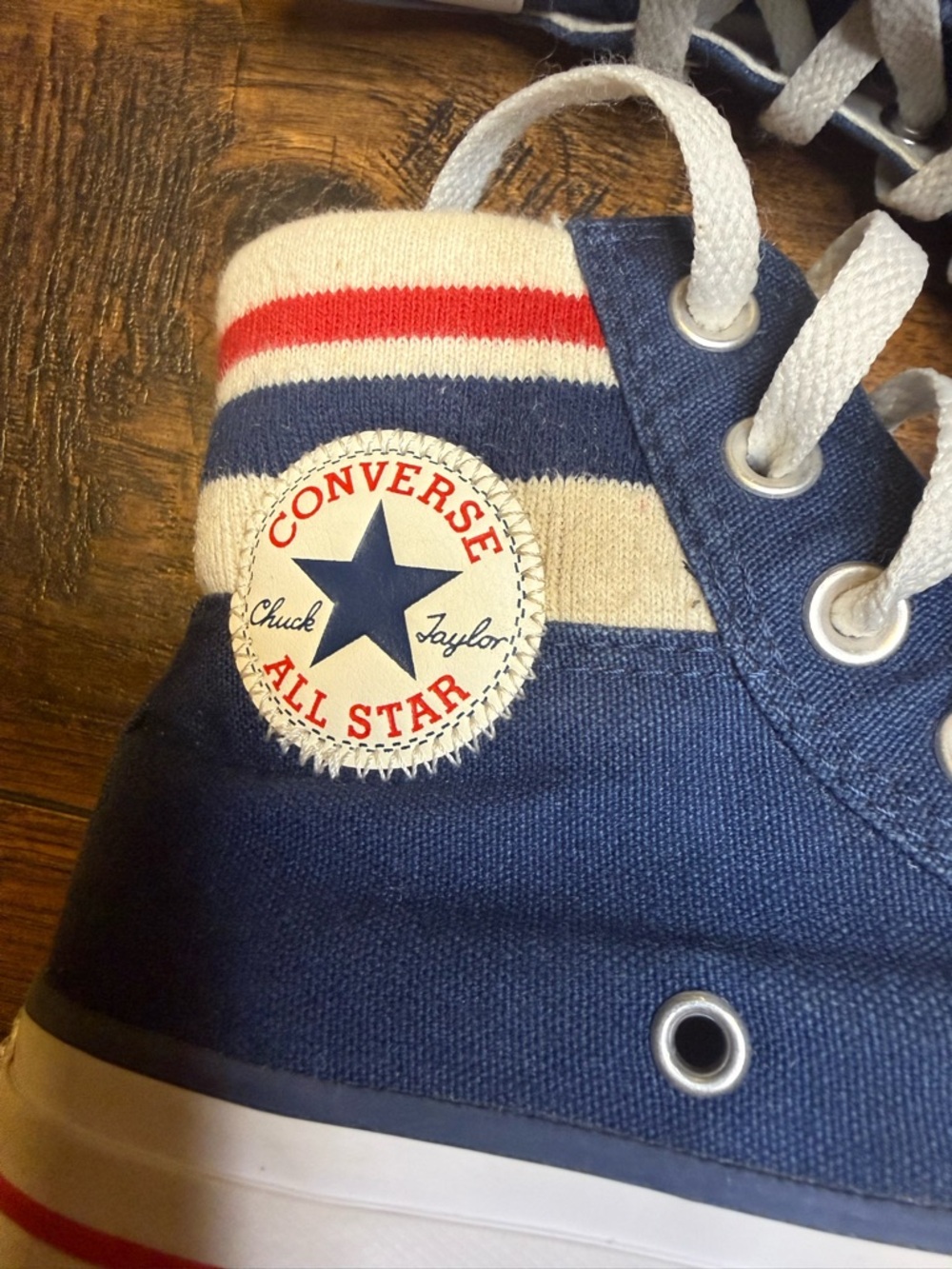 70s meets 80s Converse: Navy Tube Sock High-Tops Retro Athleisure W5.5 M3.5 Kids - Picture 2 of 13